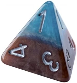 Halfsies Dice: Earth Elemental - 7pc Set, Cerulean Blue & Brown, Pearlescent Swirl for Role Playing Games