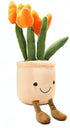 Tulip Plush Toy, 13" Orange Flower Pot Stuffed Plushie Pillow Doll, Soft Fluffy Hugging Cushion - Gift for All Ages