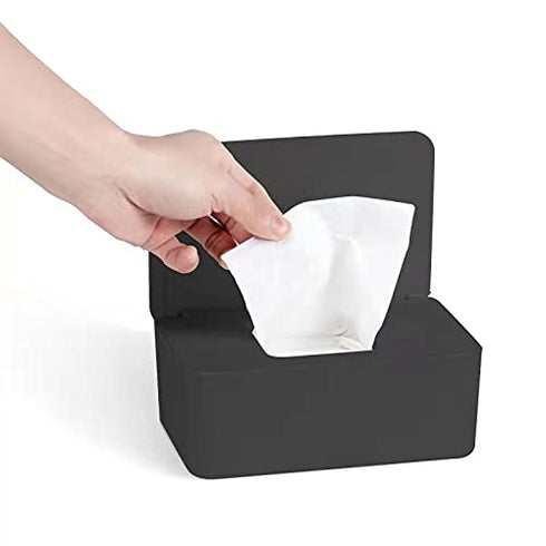 Baby Wipe Holder, Keeps Diaper Wipes Fresh, Easy Open & Close Container (Black)