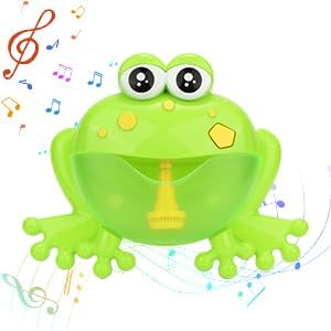 HengGL 24 Light Up Baby Bath Bubble Toys,Tub Big Frog Automatic Bubble Maker Blower with Music Baby Fun Shower Toys