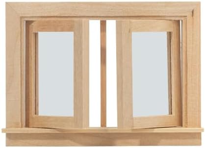 UZPDWK Dollhouse Windows, Wooden Miniature Dollhouse Furniture Window Frame for Dolls Houses Decoration-1: