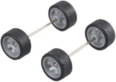 1 Pair Alloy Wheels Rims Tires Set 1:64 Scale, Rubber Tires for Model Alloy and Accessories, Wheels and Tires