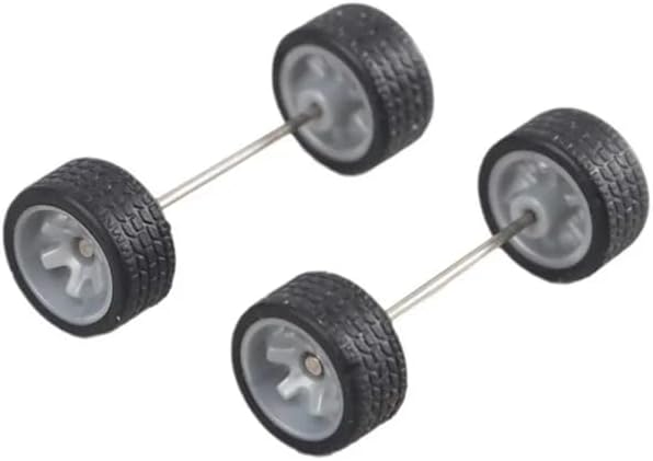 1 Pair Alloy Wheels Rims Tires Set 1:64 Scale, Rubber Tires for Model Alloy and Accessories, Wheels and Tires