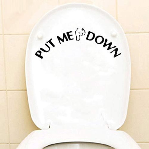 POPIGIST 3pcs Combo Washroom Room WC Toilet Seat Stickers Put ME Down Monster Smiley Face Wall Art Decal Sticker Funny