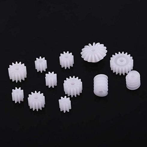 26pcs Set 2MM/2.3MM/3MM/3.17MM/4MM 130/180/280/370 Walfront Plastic Spindle Gear Motor Gear Assortment Kit for DIY