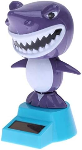 2pcs Solar Powered Dancing Toys - Swinging Animated Bobble Head Dancer Toy Car Decor Ornament Frog + Shark