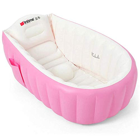 SuperLi Inflatable Baby Bathtub, Kid Infant Toddler Infant Newborn Inflatable Foldable Shower Pool (Pink)