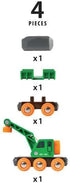 BRIO World 33698 Clever Crane Wagon Set - 4 Piece Wooden Toy Train Set for Kids