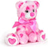 Bearington Collection Heart Teddy Bear Plush, 8.5" Pink Heart-Printed with Satin Bow & Pocket
