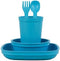 Re-Play Kids Dinnerware Set, Sky Blue, 10 oz. Open Cup, 7" Flat Plate, 12 Oz. Bowl, Fork & Spoon