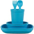 Re-Play Kids Dinnerware Set, Sky Blue, 10 oz. Open Cup, 7" Flat Plate, 12 Oz. Bowl, Fork & Spoon