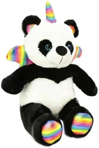 Pandacorn Cute Panda Bear Stuffed Animal - Plush Unicorn Teddy Toy with Rainbow Wings for Kids