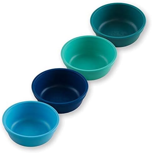 Re-Play 12 Oz. Toddler Bowls Set of 3, Dishwasher and Microwave Safe, Made in USA, True Blue, 5.75" x 5.75" x 2"