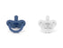 Set 2 Sweetie Pacifier Soother Baby Silicone Baby Pacifier Soft Silicone Certified BPA Free of (Navy Blue-White)