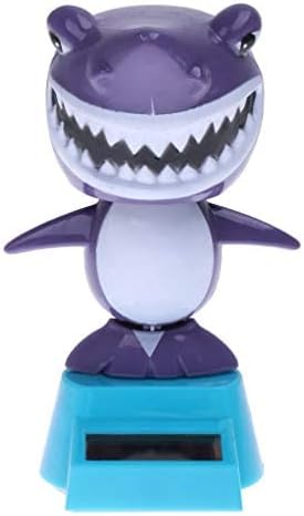 2pcs Solar Powered Dancing Toys - Swinging Animated Bobble Head Dancer Toy Car Decor Ornament Frog + Shark