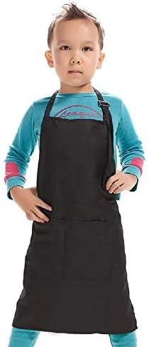 Adjustable Kid Apron with 2 Pockets for Painting, Cooking, Crafting, Unisex Age 5-12