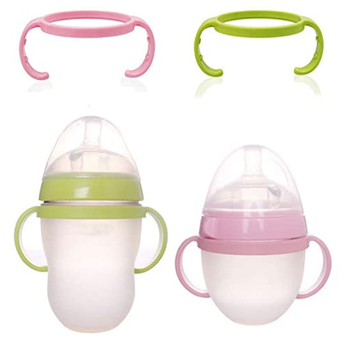 Bottle Handles Grips Compatible for Comotomo Feeding Baby Bottles (Set of 4, 2 Pink + 2 Green)