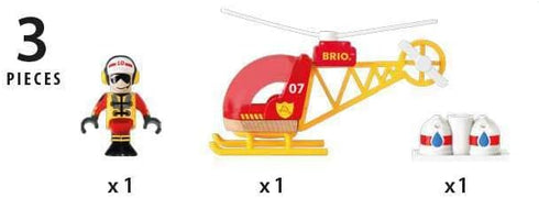 BRIO World - 33797 Firefighter Helicopter Toy for Kids Ages 3 and Up - 3 Piece