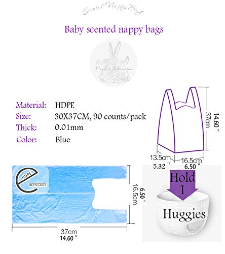 270 Diaper Disposal Bags for Baby,On The Go,Fresh Light Baby Powder Faint Scented,Easy Tie Handles, Diaper Bags