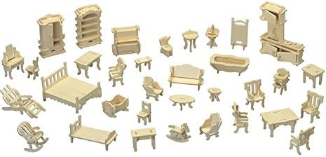 17" 2 Sets) NWFashion Wooden Dream Dollhouse Floors with Furnitures DIY Kits for Christmas Party Dollouse (Gothic