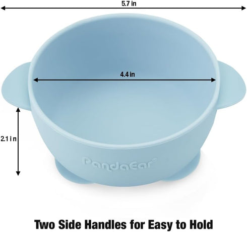 PandaEar 3 Pack Baby Suction Bowls - Stay Put Silicone Food Bowl for Babies Led Weaning, BPA-Free (Blue/Green/Brown)