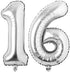 Jonhamwelbor Giant Silver Number Balloons, 16 Foil Mylar Balloons for Sweet 16th Birthday Party Supplies