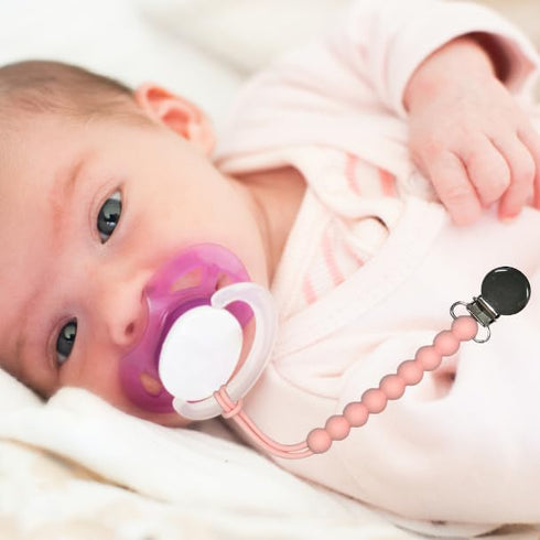 4 Pack Pacifier Clips for Boys Girls - MORIBOX Paci Clip Soothe Baby Binky Holder for Shower Birthday Gift