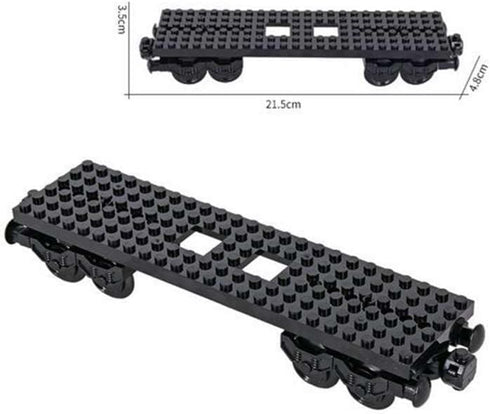 Set 92339, 92088, 4025) (2PCS MOC City Creative Building Train Base Wheels, Low-Loader Truck & Railway Tracks DIY Kit