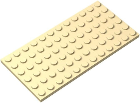 Classic Bulk Plates, 10 Piece Set, 6x12 Flat Beige Plates, Compatible with Lego Parts