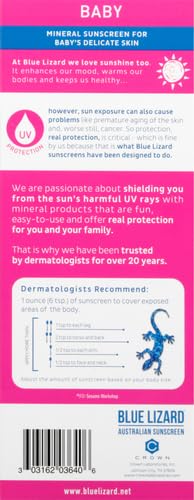 Baby Mineral Sunscreen by Blue Lizard with Zinc Oxide | Water Resistant, SPF 50, Fragrance Free, 5 Fl Oz