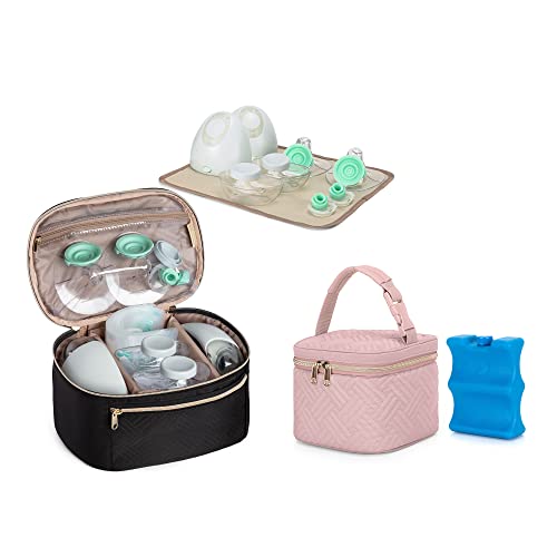 Fasrom Wearable Breast Pump Case Bundle with Breastmilk Cooler Bag with Ice
