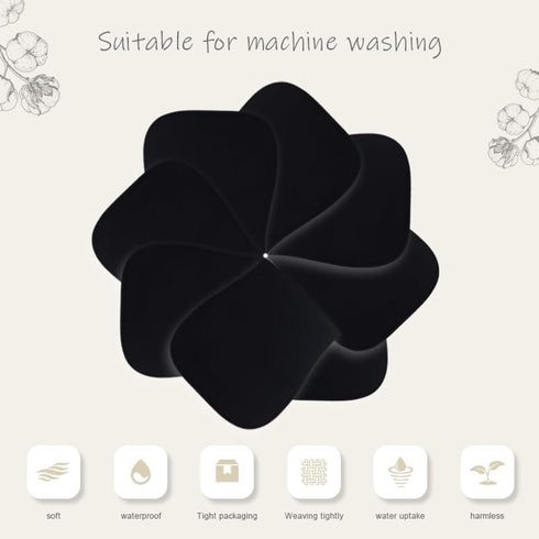 lazyrhino 8 Pack Baby Burp Cloths, Unisex for Boys and Girls, Super Absorbent and Soft Towel,Solid Color (Black)