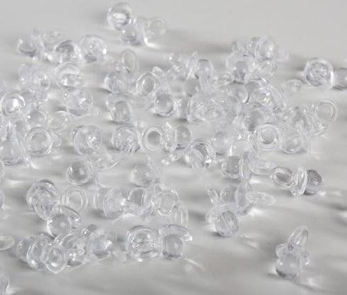 Factory Direct Craft Clear Plastic Mini Pacifiers for Baby Shower Favors, Cake Decorations & Baby
