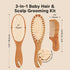 Set Keababies Baby Hair Brush and Comb and Baby Washcloths - Wooden Brush with Soft Goat Bristle - Towels