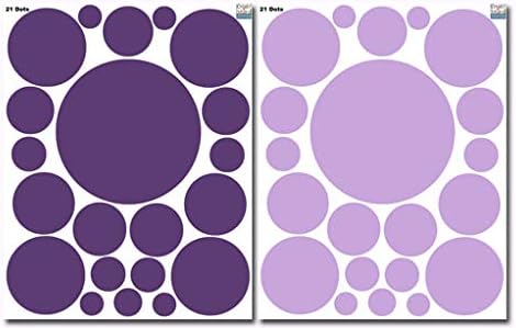 Polka Dot Wall Decals for Girls Room - Vinyl Circle Peel & Stick Stickers, Dark & Light Purple