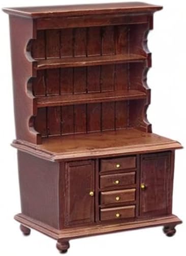 1:12 1:12 Scale Miniature Cupboard Bookshelf Classic Wooden Mini Storage Hutch Kitchen Dollhouse Bookshelf Wood Cabinet