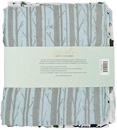 2-Pack 47" 47" GRACED SOFT LUXURIES Muslin Swaddle Blankets | Breathable, Luxury, Soft & Decorative Baby Swaddle