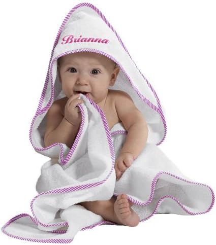 Fastasticdeal Custom Personalized Embroidered Cotton Soft White Girl Bath Baby Hooded Towel