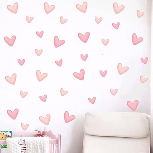 Yotdmk 80pcs Pink Heart Shape Wall Stickers for Bedroom Living Room Girls Room Decoration Kids Room Baby Nursery Room