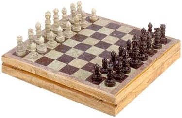 Soapstone Chess Set 8" - Indian Handmade Unique Gift Chess Board with Stone Inlay & Hand Carved Gorara Soapstone Pieces