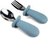 Ali+Oli Spoon & Fork Learning Set for Toddlers - Powder Blue, BPA Free, Ergonomic Design for Self Feeding