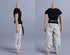 1/12 Scale Male Clothes,Men's Tight Short Sleeves Pant Warrior Combat Suit Sport Clothing for 6inch Action Figure Body (Black Tops+Black Belt+White Pant)