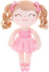 Gloveleya Baby Doll Gifts - Plush Curly Hair Ballet Dolls, Soft Girl Toys, Pink, 33CM