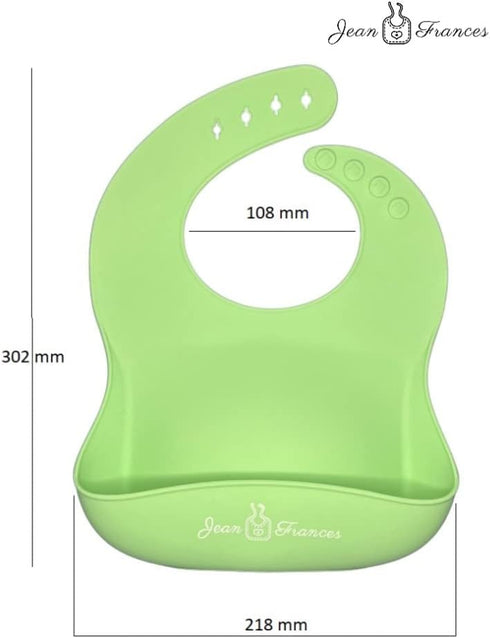 Jean Frances Silicone Baby Bibs Set of 2, BPA Free Waterproof Soft Durable Adjustable for Infants & Toddlers