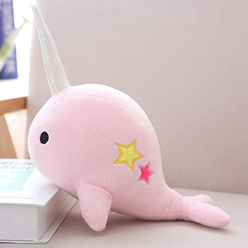 Cute Pink Narwhal Stuffed Animal Plush Toy, Adorable Soft Whale Plushies for Babies, Kids, Toddlers