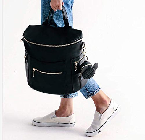 Black Stroller Organizer with Insulated Cup Holder Stroller Accessory Bag, Pacifier Holder Case with Clip, Pacifier