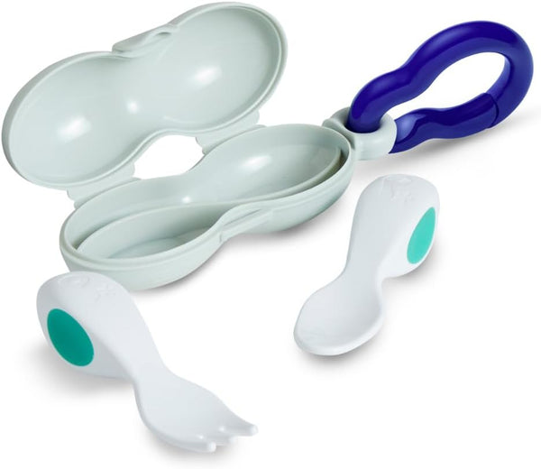 doddl Baby Spoon and Fork Set with Travel Case, Ergonomic Utensils for Self Feeding, BPA Free, Dishwasher Safe