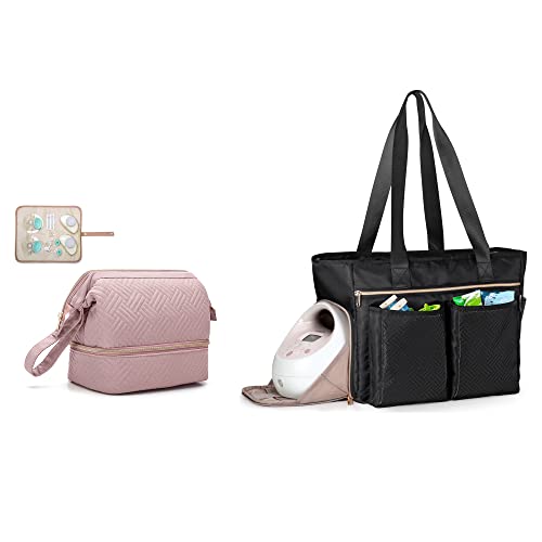 Fasrom Wearable Breast Pump Bag with Waterproof Mat Bundle with Breast Pump