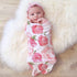 DRESHOW BQUBO Newborn Floral Receiving Blankets, Baby Swaddling with Headbands, Toddler Warm