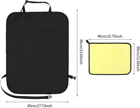 2 Pack Car Kick Mats Back Seat Protector with Cleaning Cloth, Large Waterproof Kick Mats for Kids, Fits Most Cars